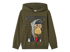 Name It sweatshirt dusty olive with hood and Bored of Directors print  